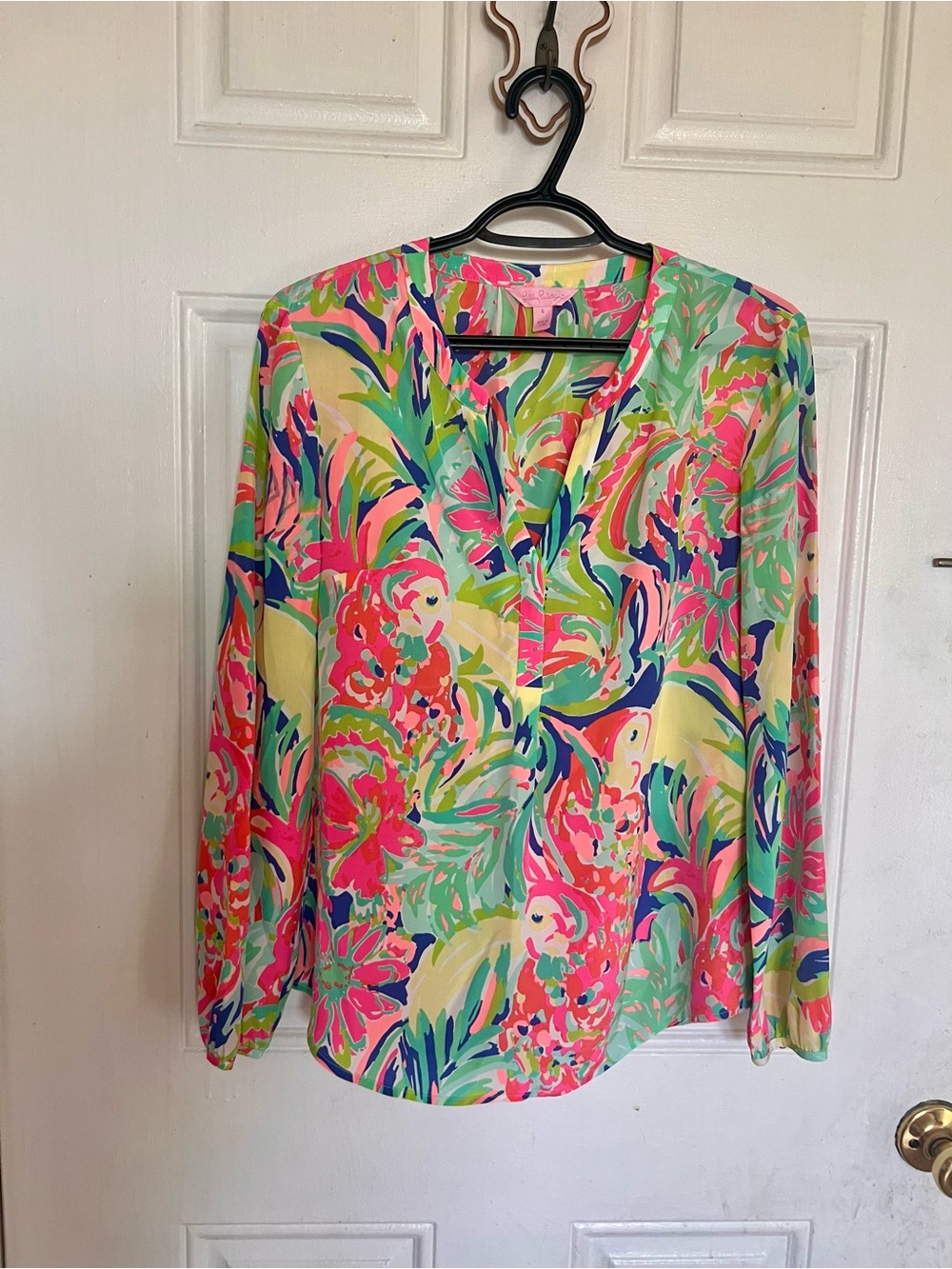 Lilly Pulitzer | Vibrant Multi-Color Floral V-Neck Long-Sleeve Top